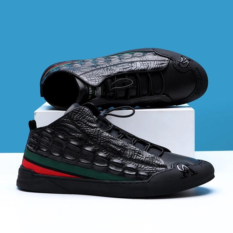 Crocodile Pattern Leather Non-Slip Versatile Shoes