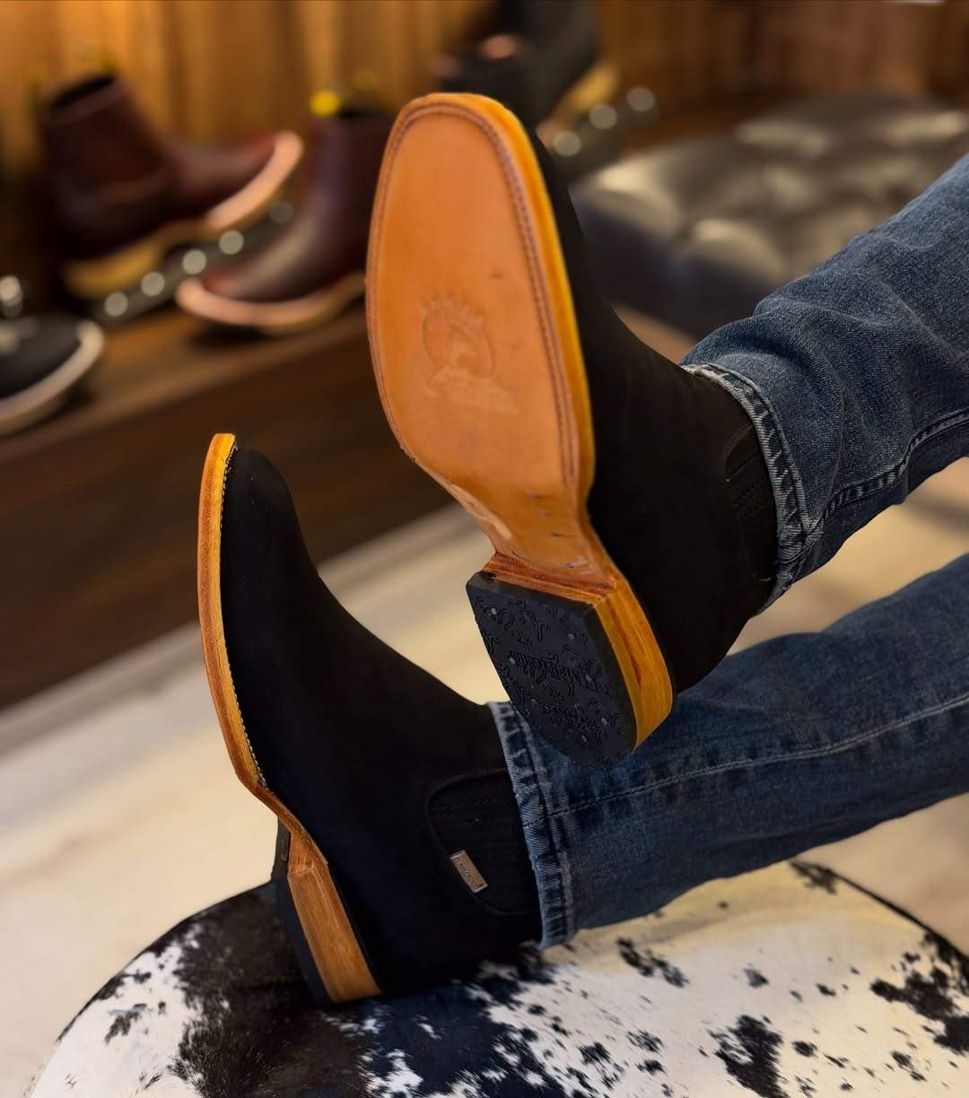 Handmade Suede Denim Ankle Boots