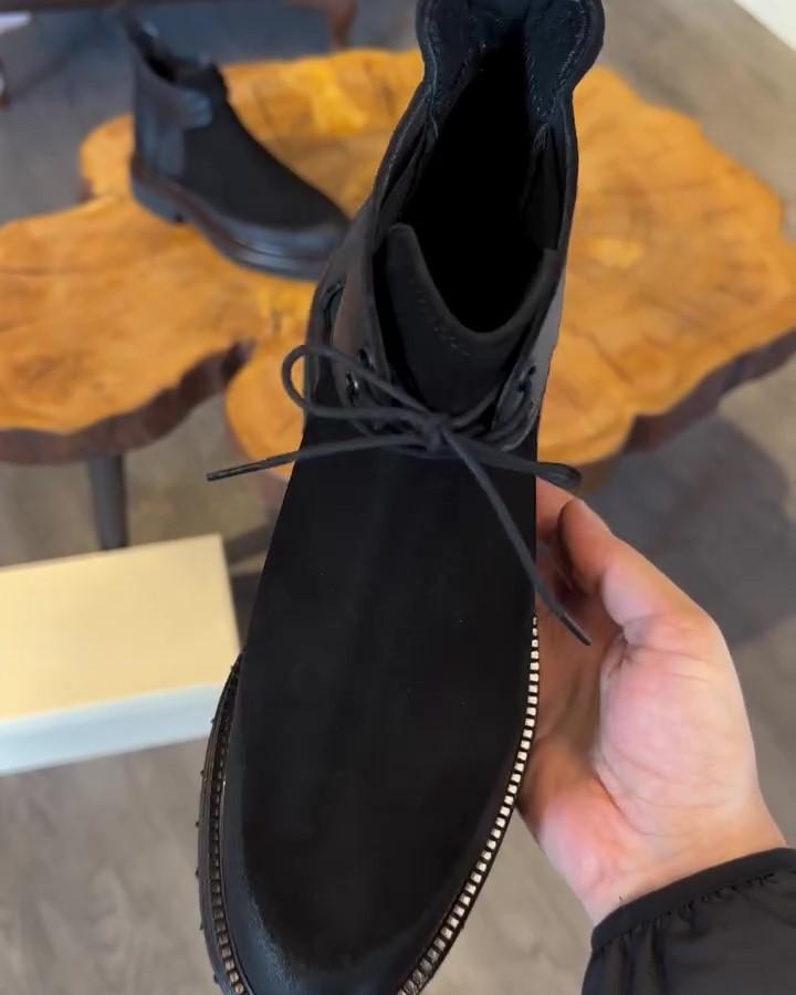 Black Suede Leather Ankle Boots