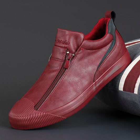 2026 Men's Zipper Leather Flats