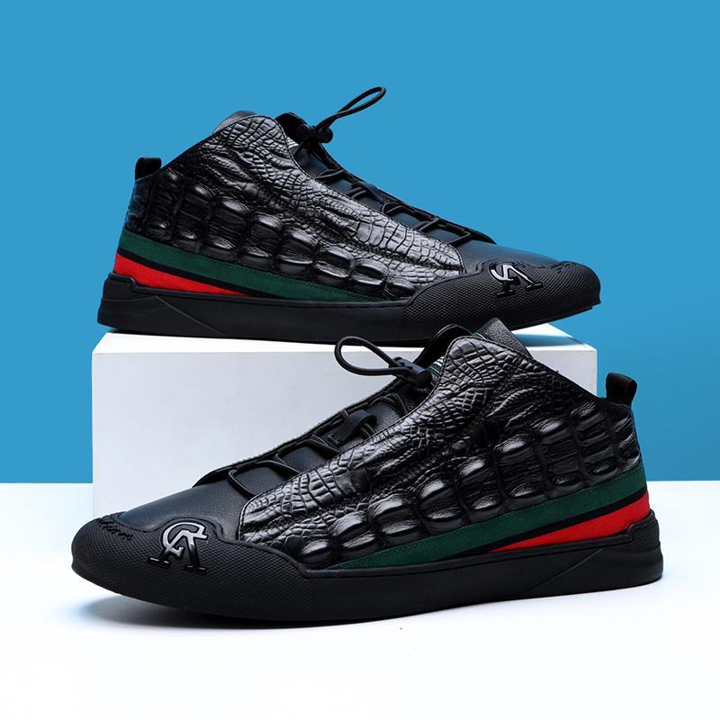 Crocodile Pattern Leather Non-Slip Versatile Shoes