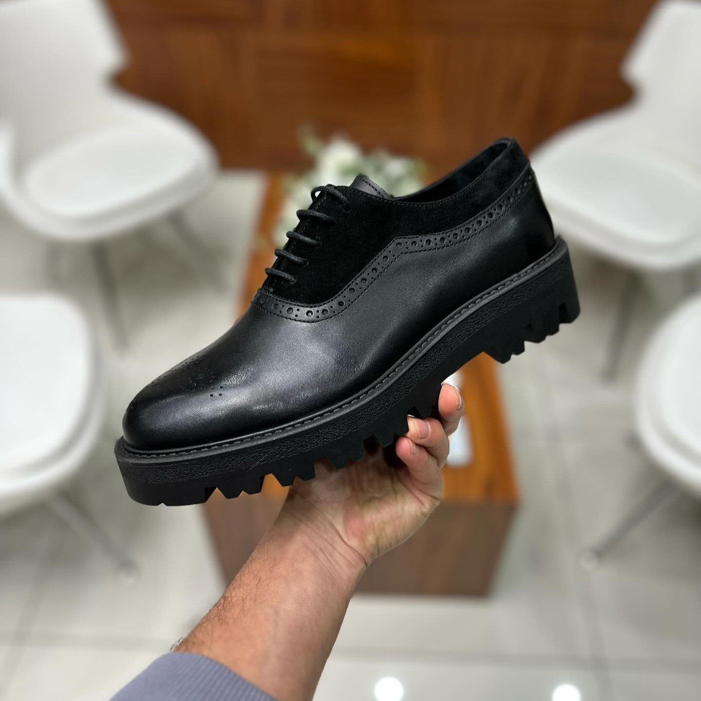 New Men's Classic Genuine Leather And Suede Spliced Casual Shoes