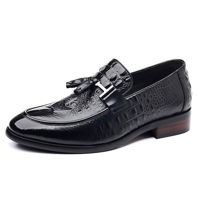 Crocodile print loafers