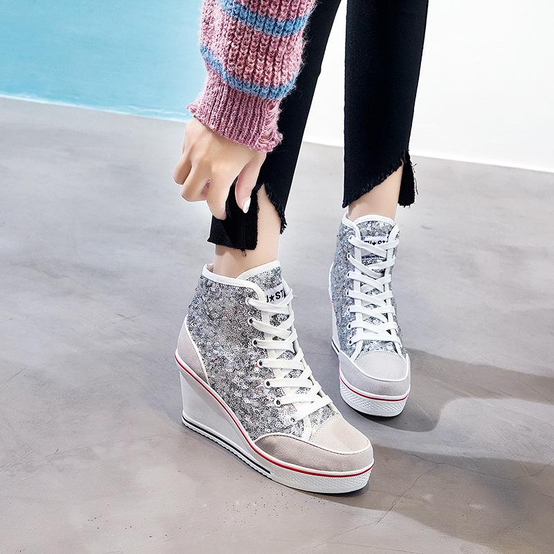 Sequin Platform Sneakers