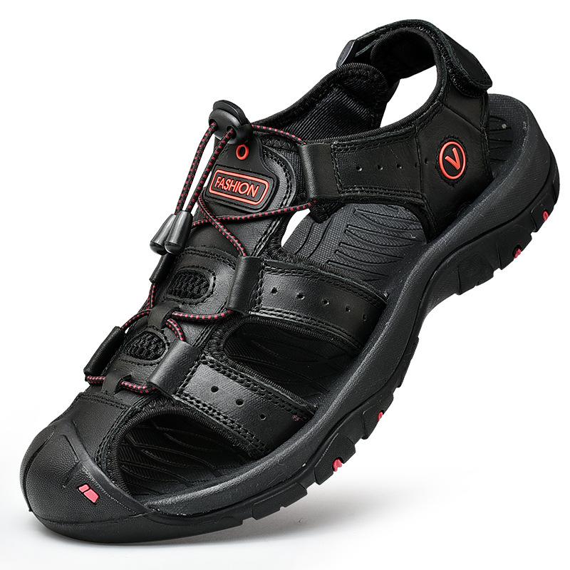Men's large size leather sandals