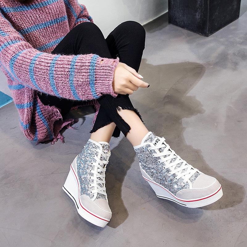 Sequin Platform Sneakers