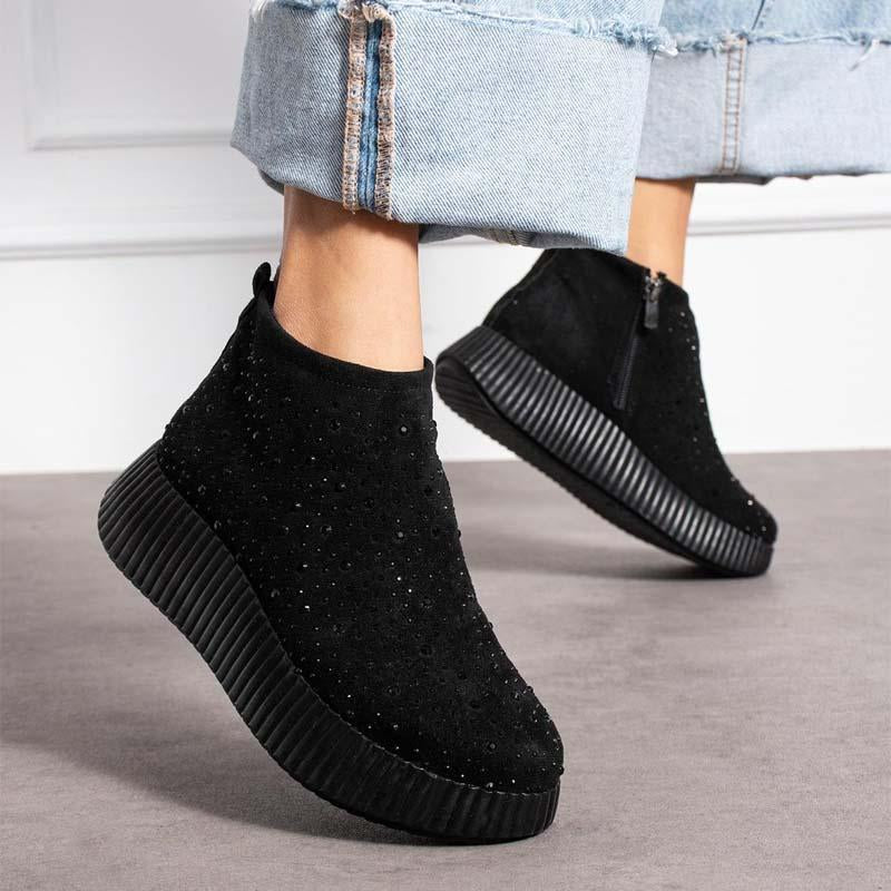 Women's Rhinestone Sparkle Zip Platform Shoes
