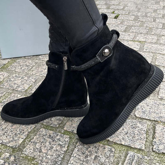 Women's Rhinestone Sparkle Suede Boots