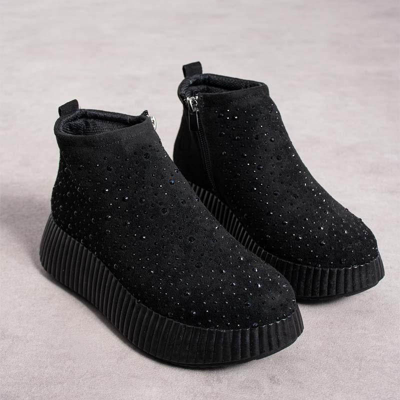 Women's Rhinestone Sparkle Zip Platform Shoes