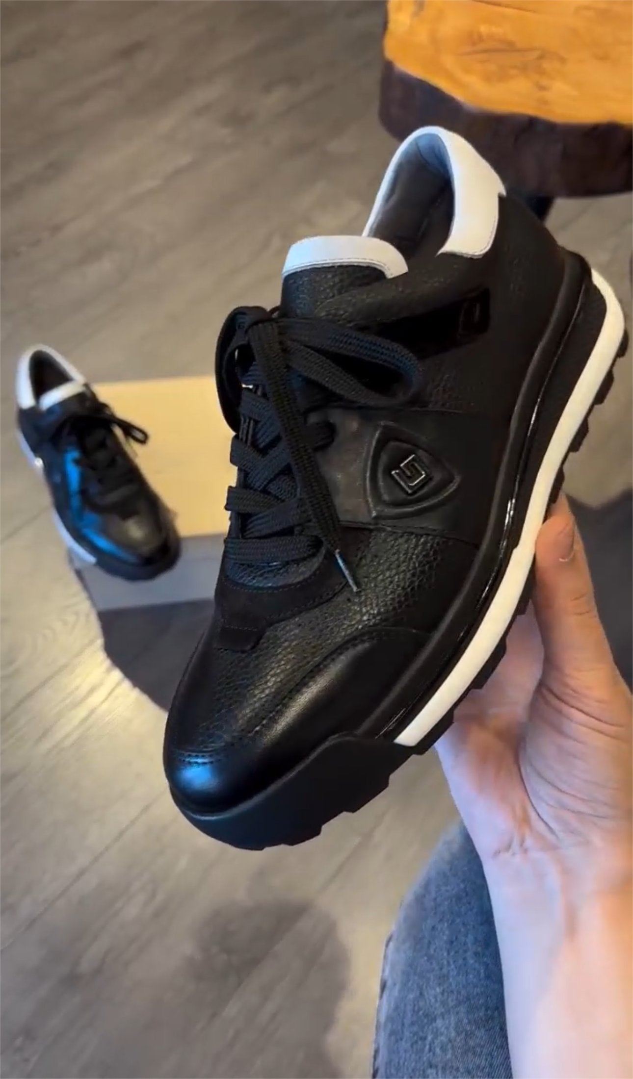 Leather Textured Print Sneakers