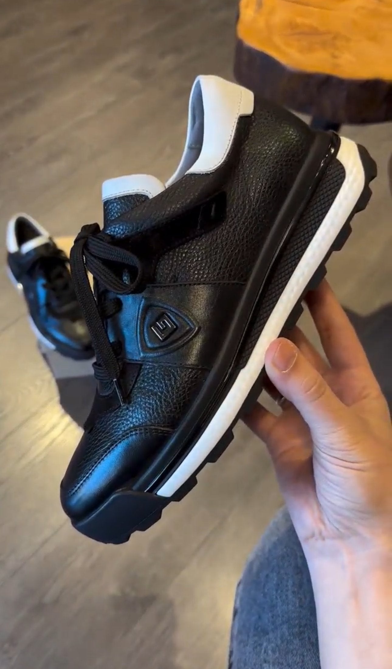Leather Textured Print Sneakers