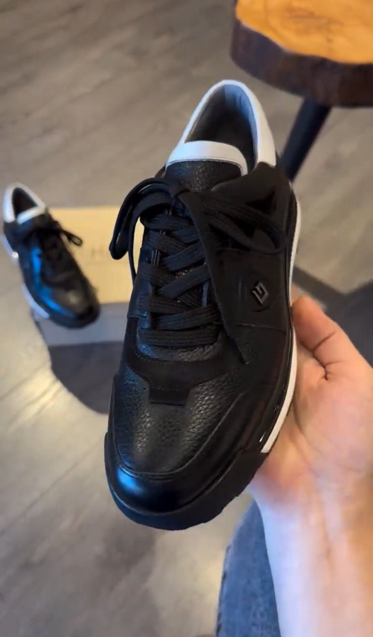 Leather Textured Print Sneakers