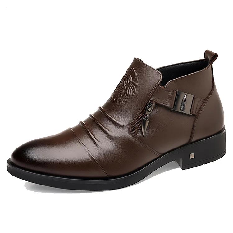 British pointed toe business casual leather boots